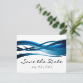 Blue Waves Modern Wedding Save the Date Aankondigingskaart (Staand voorkant)