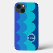 Blue Waves Monogram iPhone Case (Achterkant)