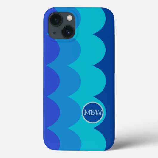 Blue Waves Monogram iPhone Case (Achterkant)