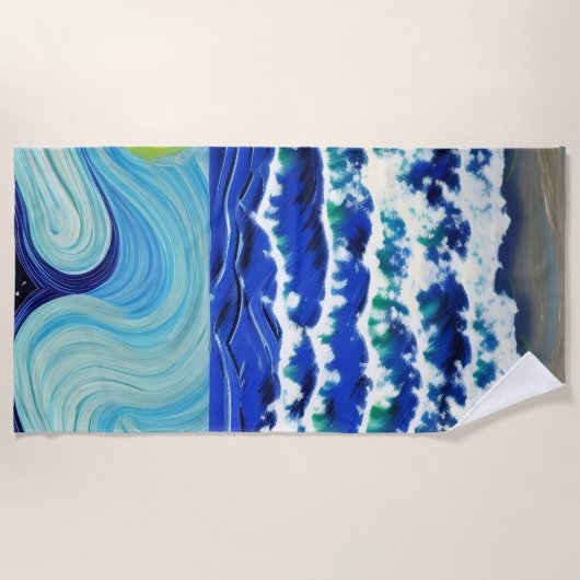 Blue Waves Moon Dansend in Ocean Strandlaken (Voorkant)