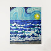 Blue Waves Moon Dansend in Ocean Wandkleed (Voorkant)