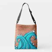 Blue Waves Mural Wall Graffiti Street Art Crossbody Tas (Achterkant)