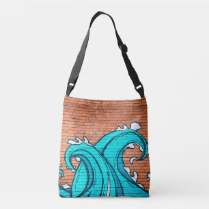 Blue Waves Mural Wall Graffiti Street Art Crossbody Tas
