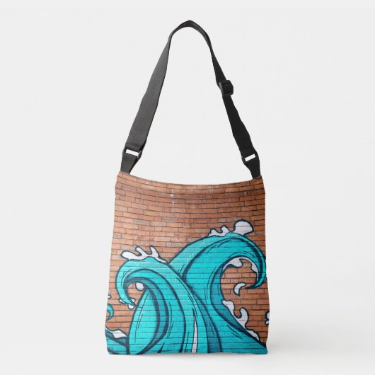 Blue Waves Mural Wall Graffiti Street Art Crossbody Tas (Voorkant)