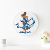 Blue Waves Ocean Meisje Grote Klok (Huis)