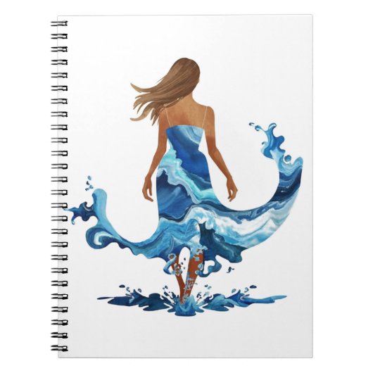 Blue Waves Ocean Meisje Notitieboek (Voorkant)