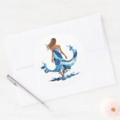Blue Waves Ocean Meisje Ronde Sticker (Envelop)