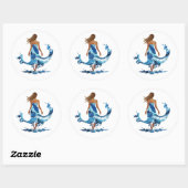Blue Waves Ocean Meisje Ronde Sticker (Vel)