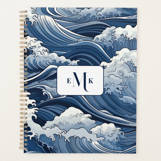 Blue Waves Ocean Thema Gepersonaliseerde Planner (Voorkant)