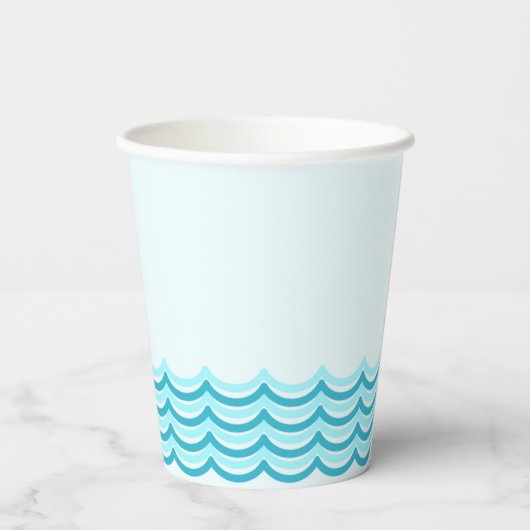 Blue Waves Party Cup Papieren Bekers (Achterkant)