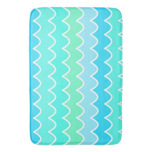Blue Waves Pattern Bath Mat (Voorkant Verticaal)
