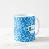 Blue Waves Pattern Monogram Moederdag Mok (Voorkant rechts)