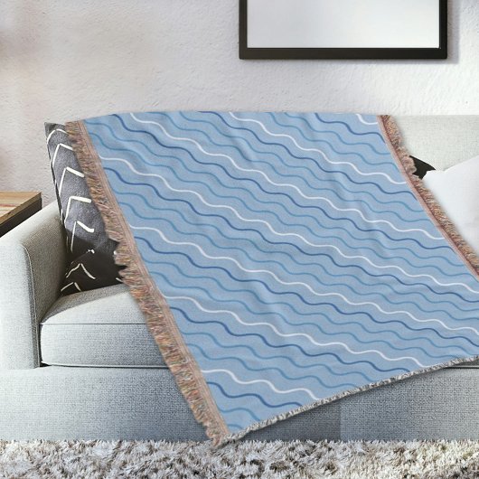 Blue Waves Pattern Throw Blanket Deken