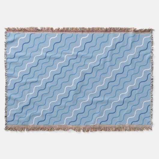 Blue Waves Pattern Throw Blanket Deken (Voorkant)