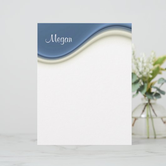 Blue Waves Personal Letterhead Stationery (Staand voorkant)