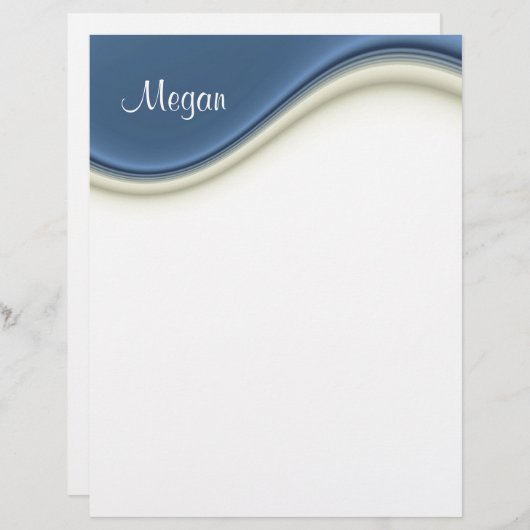 Blue Waves Personal Letterhead Stationery (Voorkant / Achterkant)