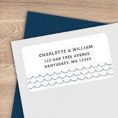 Blue Waves Return Address Etiket