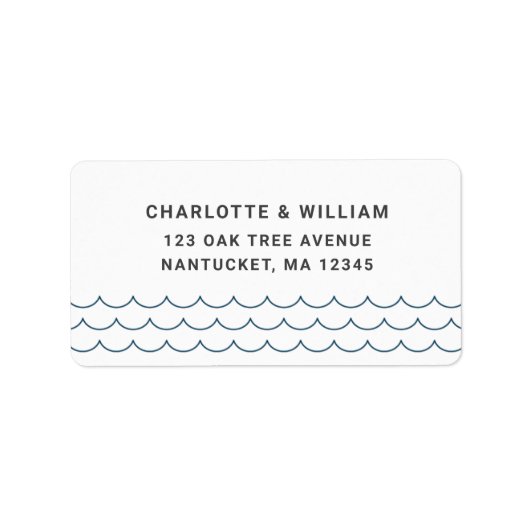 Blue Waves Return Address Etiket (Voorkant)