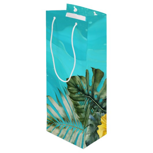 Blue Waves Trouwdouche Party Favoriet Gift Bag Wijn Cadeautas (Achterkant Gekanteld)