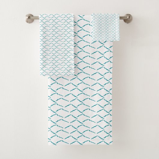 Blue Waves Turquoise Beach Badhanddoek Set Bad Handdoek (Insitu)
