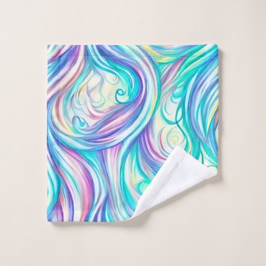 Blue Waves Twirls and Swirls Pattern Bad Handdoek (Wasdoekje)