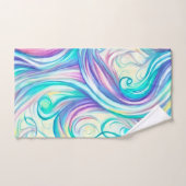 Blue Waves Twirls and Swirls Pattern Bad Handdoek (Handdoek)