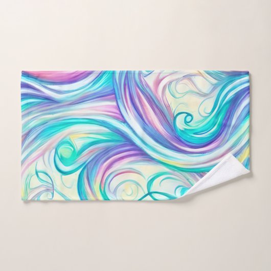 Blue Waves Twirls and Swirls Pattern Bad Handdoek (Handdoek)