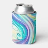 Blue Waves Twirls and Swirls Pattern Blikjeskoeler (Blikje Voorkant)