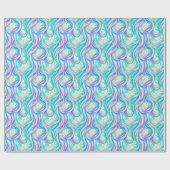 Blue Waves Twirls and Swirls Pattern Cadeaupapier (Vlak)