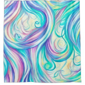 Blue Waves Twirls and Swirls Pattern Douchegordijn (Voorkant)