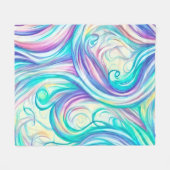 Blue Waves Twirls and Swirls Pattern Fleece Deken (Voorkant (Horizontaal))