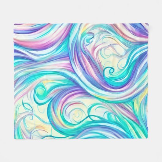 Blue Waves Twirls and Swirls Pattern Fleece Deken (Voorkant (Horizontaal))