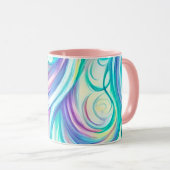 Blue Waves Twirls and Swirls Pattern Mok (Voorkant rechts)