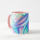 Blue Waves Twirls and Swirls Pattern Mok (Voorkant links)