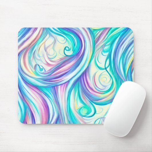 Blue Waves Twirls and Swirls Pattern Muismat (Met muis)