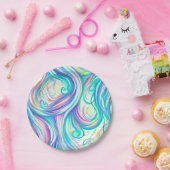 Blue Waves Twirls and Swirls Pattern Papieren Bordje (Feest)