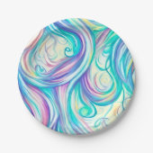 Blue Waves Twirls and Swirls Pattern Papieren Bordje (Voorkant)