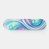 Blue Waves Twirls and Swirls Pattern Persoonlijk Skateboard (Horizontaal)