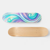 Blue Waves Twirls and Swirls Pattern Persoonlijk Skateboard (Horizontaal)