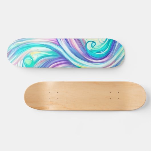 Blue Waves Twirls and Swirls Pattern Persoonlijk Skateboard (Horizontaal)
