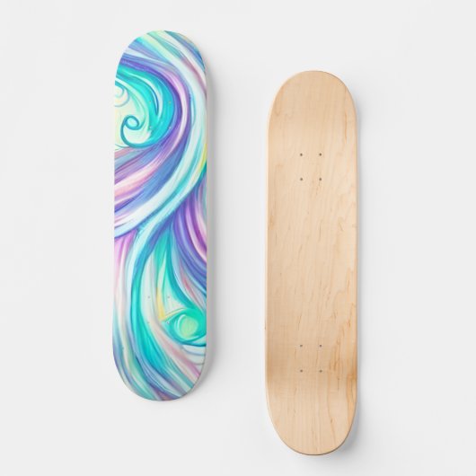 Blue Waves Twirls and Swirls Pattern Persoonlijk Skateboard (Voorkant)