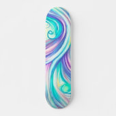 Blue Waves Twirls and Swirls Pattern Persoonlijk Skateboard (Voorkant)