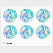 Blue Waves Twirls and Swirls Pattern Ronde Sticker (Vel)