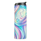 Blue Waves Twirls and Swirls Pattern Thermosbeker (Gedraaid links)