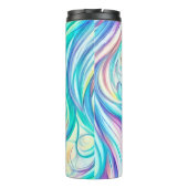 Blue Waves Twirls and Swirls Pattern Thermosbeker (Achterkant)