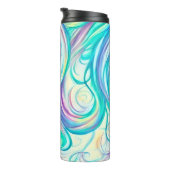 Blue Waves Twirls and Swirls Pattern Thermosbeker (Geroteerd rechts)