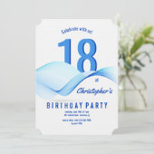 Blue Waves uitnodiging (Staand voorkant)