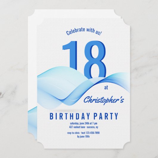 Blue Waves uitnodiging (Voorkant / Achterkant)