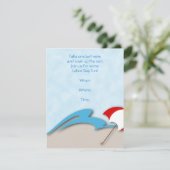 Blue Waves, Warm Sand en een Beach Umbrella Kaart (Staand voorkant)