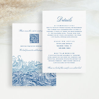 Blue Waves Wedding Details Hotel Info QR code Informatiekaartje
